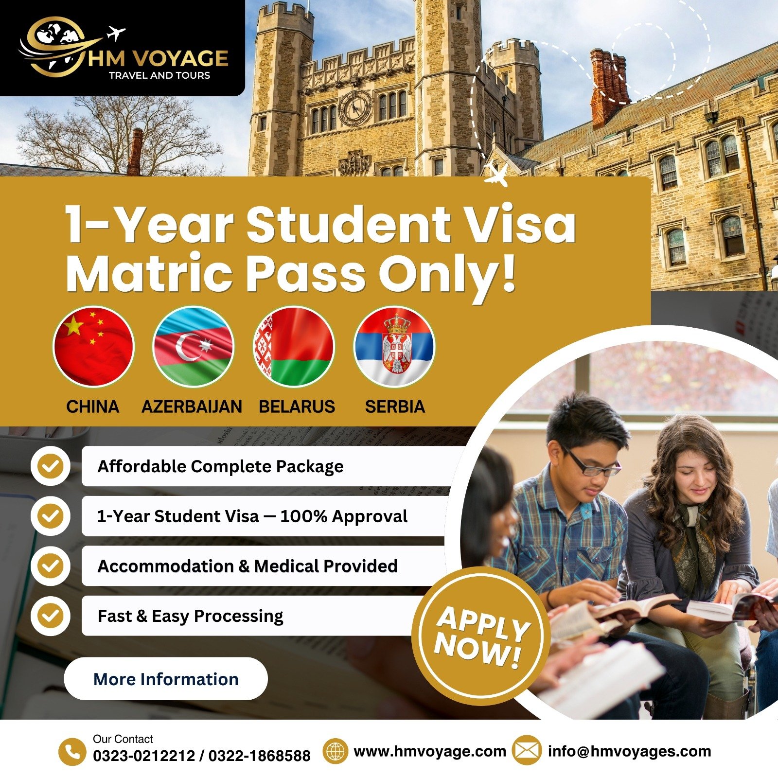 Student visa matric pass only